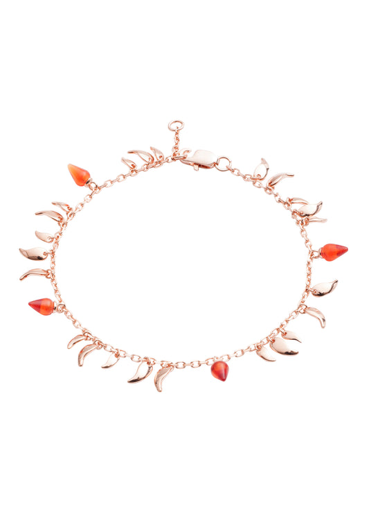 70%   DISCOUNT  18ct Rose Gold Vermeil on Sterling Silver  Flickering Flame  Red stone Fire  Bracelet