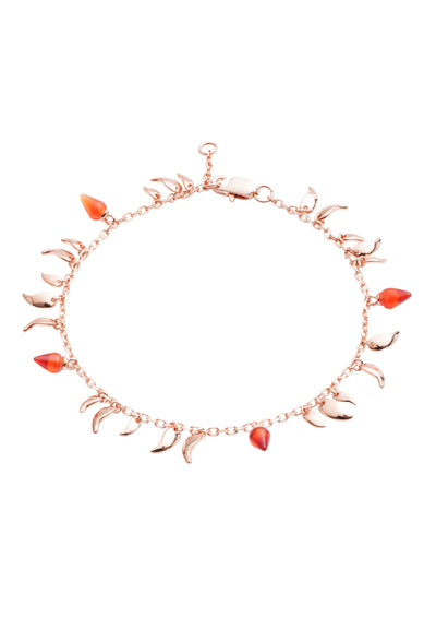 70%  SPRING DISCOUNT  18ct Rose Gold Vermeil on Sterling Silver  Flickering Flame  Red stone Fire  Bracelet