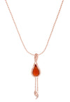 70%  SPRING DISCOUNT  18 ct Rose Gold Vermeil on Sterling Silver Red Stone Flame  Fire Double Chain Pendant Necklace
