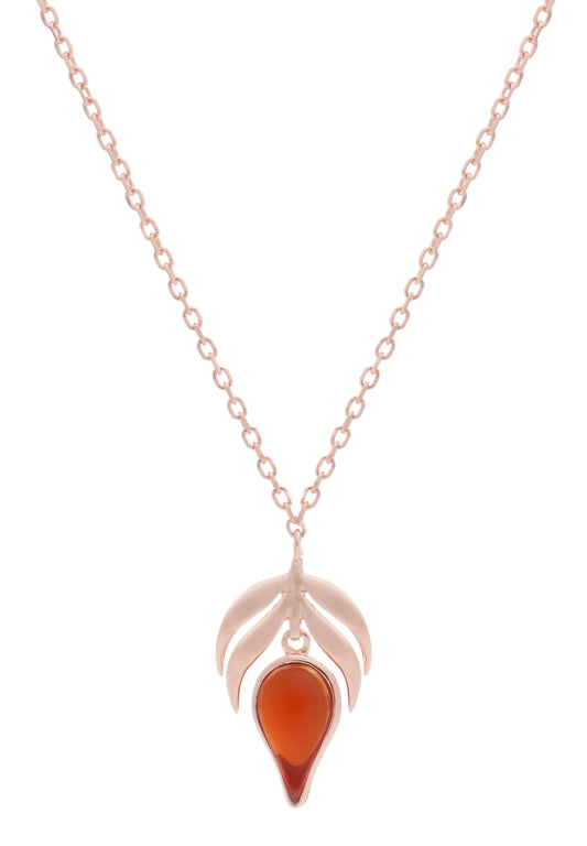 70%   DISCOUNT 18ct Rose Gold Vermeil on  Sterling Silver Red Stone Flame  Fire Charm  Pendant Necklace