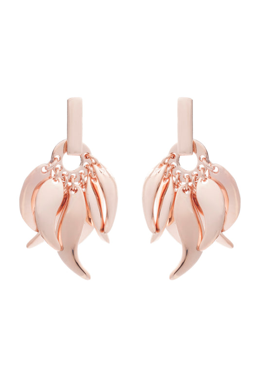 70% DISCOUNT   LAST PAIR 18ct Rose Gold Vermeil on Sterling Silver Roaring Flame  Fire Earrings-  Large