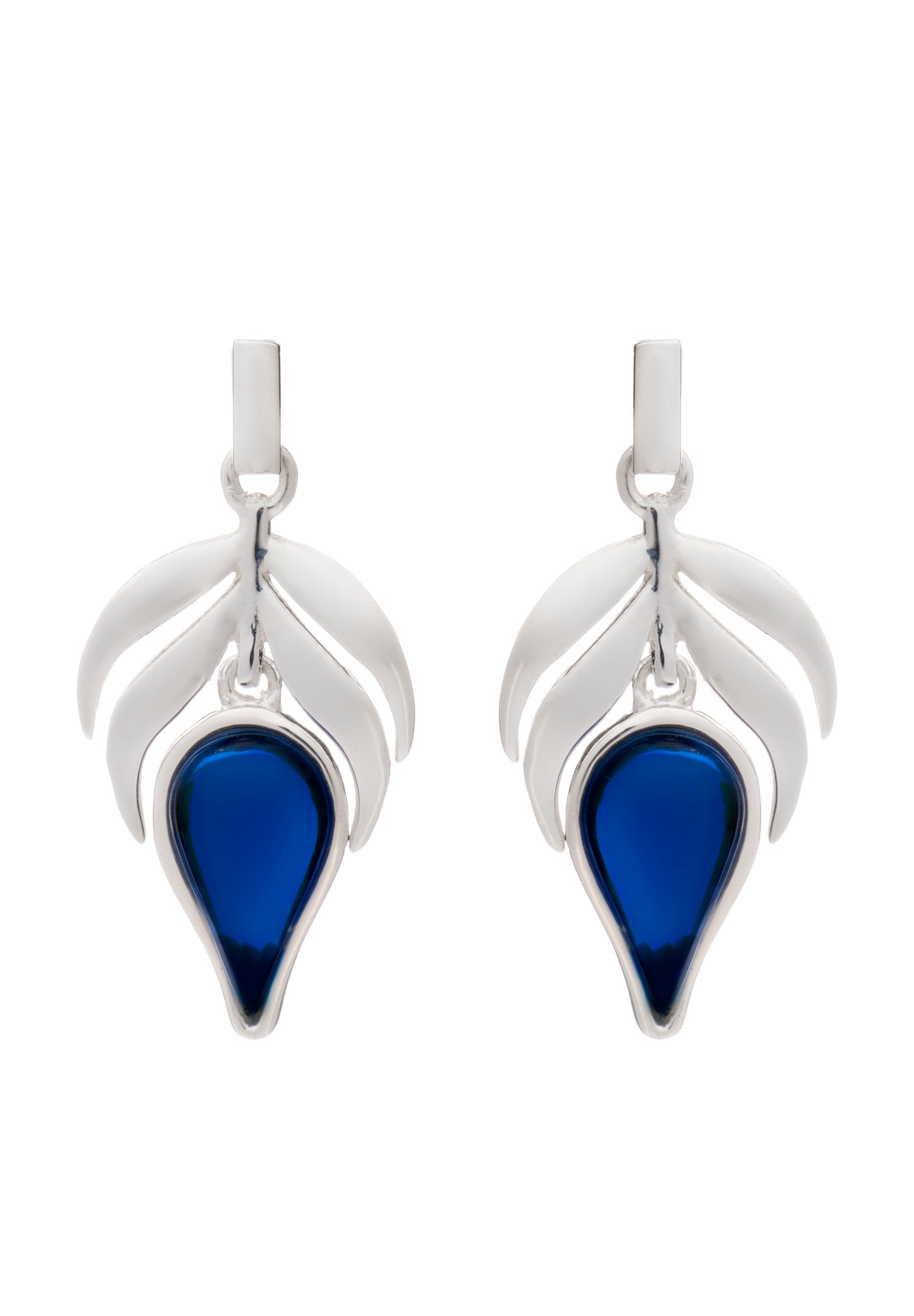 70% DISCOUNT LAST PAIR Dazzling 925 Sterling Silver Blue  Stone Flame  Fire Charm Earrings