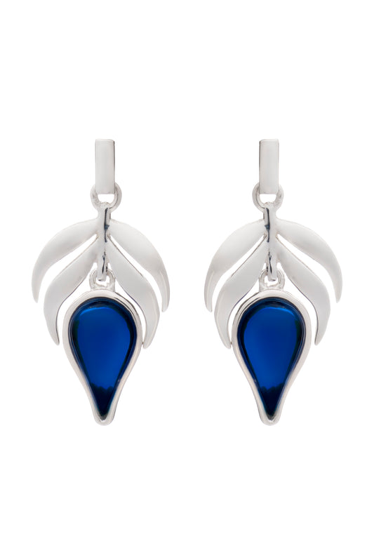 70% DISCOUNT LAST PAIR Dazzling 925 Sterling Silver Blue  Stone Flame  Fire Charm Earrings