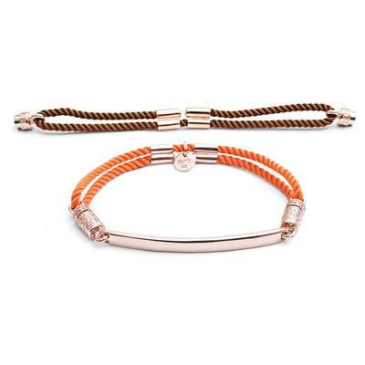 70%  SPRING DISCOUNT   18ct Rose Gold Vermeil Interchangeable Bracelet - Cocoa Brown and Tangerine Tango