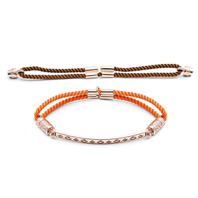 70%  SPRING  DISCOUNT 18ct Rose Gold vermeil Interchangeable Pattern Bracelet - Cocoa Brown and Tangerine Tango