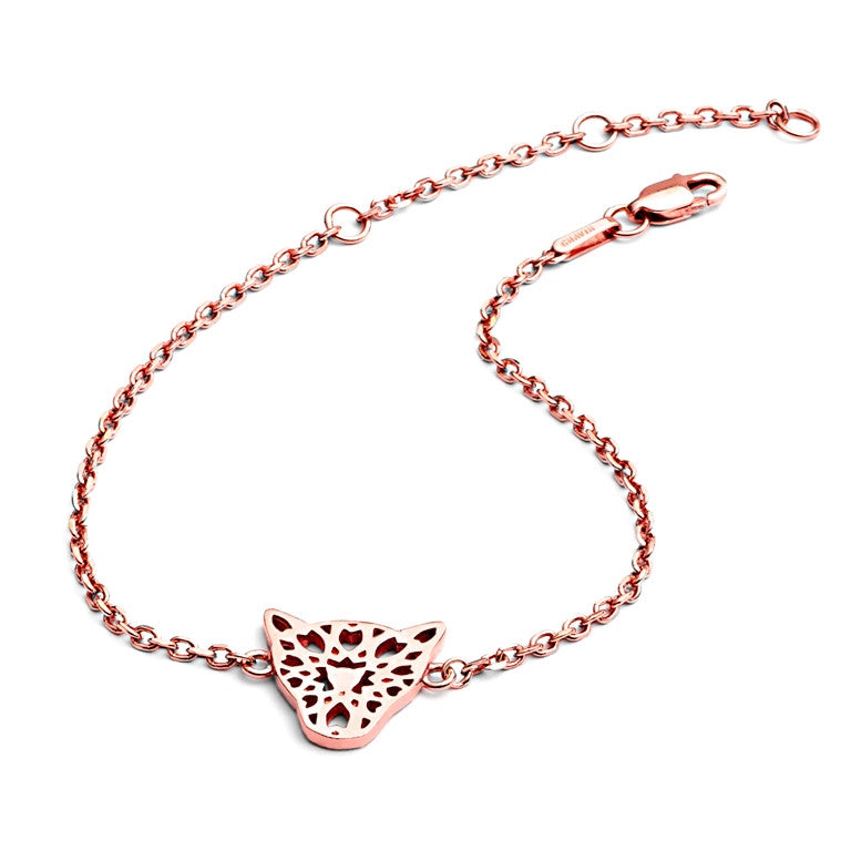 70%  DISCOUNT  Glittering Ladies 18ct Rose Gold Vermeil Filigree Jaguar Head Bracelet