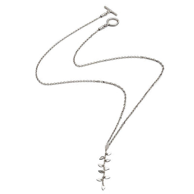70%  DISCOUNT LAST ONE Elegant Hand Polished Ladies' Sterling Silver Leaf Dangle Pendant Necklace