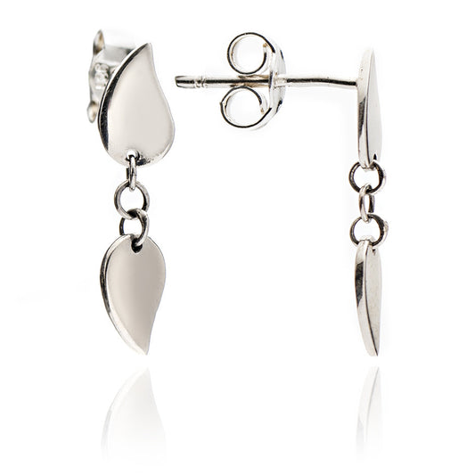 70%  DISCOUNT  LAST PAIR!  Dainty Hand polished Ladies' Sterling Silver Leaf Stud Earrings