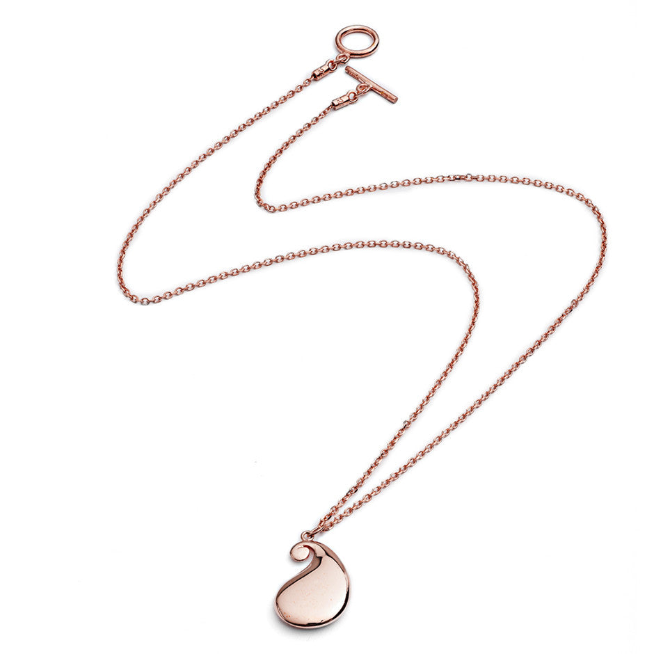 70%   DISCOUNT Ladies Solid 18ct Rose Gold Vermeil Paisley Large Bulb Pendant Necklace