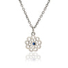 70%  DISCOUNT  925 Sterling Silver Filigree Paisley Flower Charm Necklace with Blue Sapphire