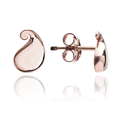 70%  SPRING DISCOUNT  Little Princess Girls' Solid 18ct Rose Gold  Vermeil Paisley Stud Earrings