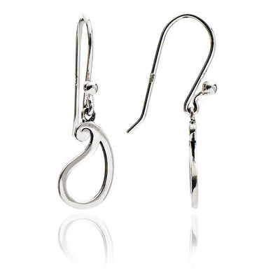 70% DISCOUNT  LAST PAIR! Ladies' 925 Sterling Silver Paisley Silhouette Charm Drop Earrings