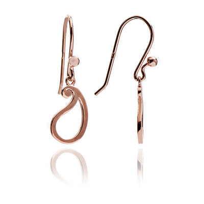 70% DISCOUNT Ladies'  18ct Rose Gold Vermeil  Paisley Silhouette Charm  Drop Earrings