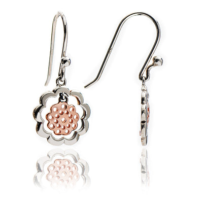 70% SPRING DISCOUNT  Ladies' Contemporary 18ct Rose Gold and sterling Silver Paisley Floral Earrings