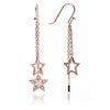 75% DISCOUNT Ladies/Girls' Unique  Celestial 18ct Rose Gold Vermeil Star Charm Dangle Earrings