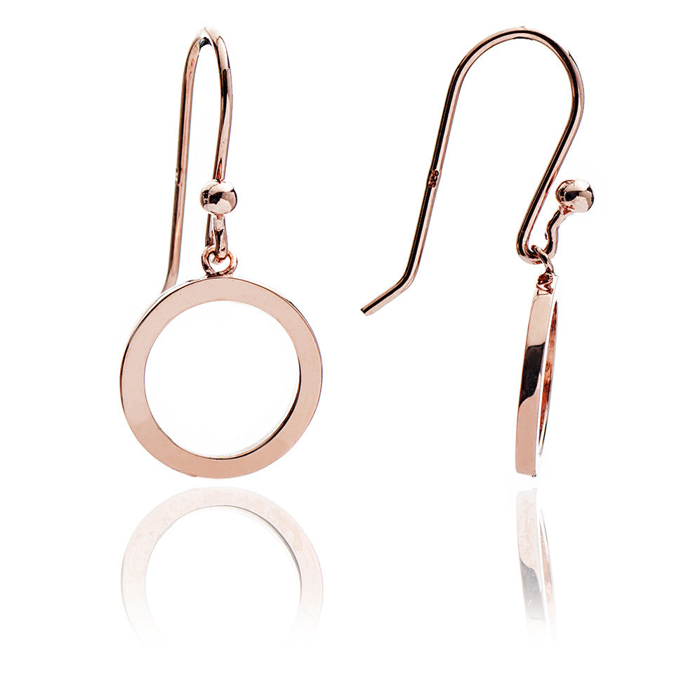 70% DISCOUNT LAST PAIR Womens Contemporary 18ct Rose Gold Vermeil Circular Charm Drop Jaguar Earrings