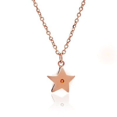 75% DISCOUNT Glittering 18ct Rose Gold Vermeil Silhouette  Star Charm  Pendant Necklace with orange sapphire or ruby