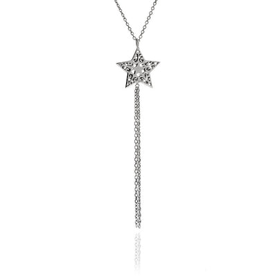 75%  SPRING  DISCOUNT   Dazzling  925 Sterling Silver Filigree Tassel Star Necklace