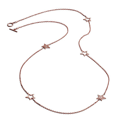 75%  DISCOUNT LAST ONE Glittering 18ct Rose Gold Vermeil Five Charm Star Necklace