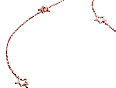 75%  DISCOUNT LAST ONE Glittering 18ct Rose Gold Vermeil Five Charm Star Necklace