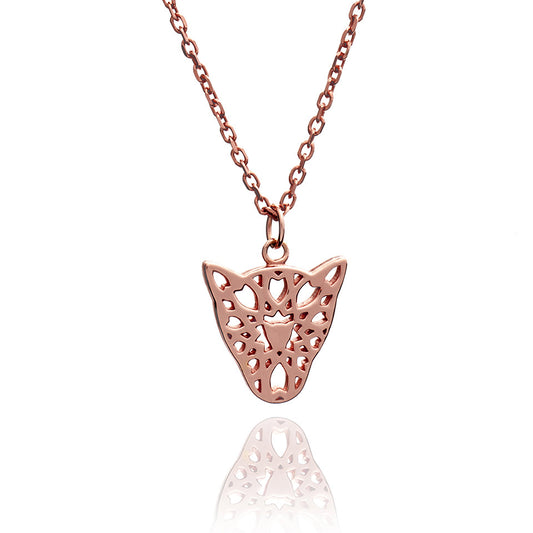 75%    DISCOUNT LAST ONE Glittering Ladies 18ct Rose Gold  Vermeil  Filigree Jaguar Head Pendant Necklace