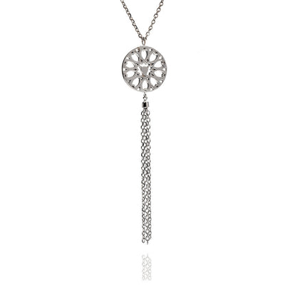 70%  SPRING DISCOUNT  Ladies 925 Sterling Silver Circular Filigree Jaguar Tassel Necklace As Worn By X Factor Presenter Pips Taylor