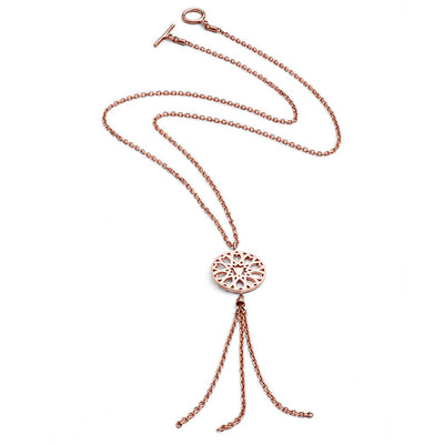 70%  SPRING  DISCOUNT Glittering Ladies 18ct Rose Gold Vermeil Circular Filigree Jaguar Tassel Necklace