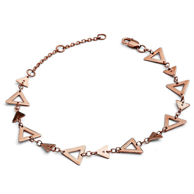 70%   DISCOUNT Glittering 18ct Rose Gold Vermeil Silhouette Charm Triangle Bracelet