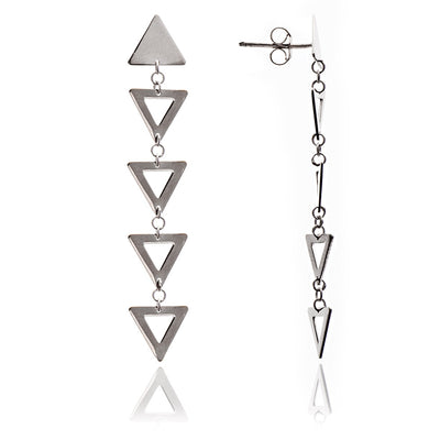 70%   DISCOUNT Glittering 925 Sterling Silver Triangle Charm  Dangle Earrings