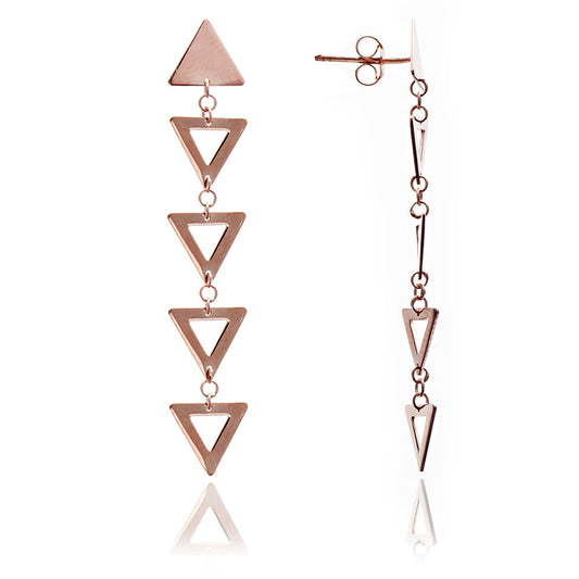 70% DISCOUNT 18ct. Rose Gold  Vermeil Triangle Charm  Dangle Earrings