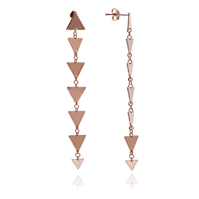 70% DISCOUNT 18ct Rose Gold Vermeil Solid Charm Triangle Dangle Earrings