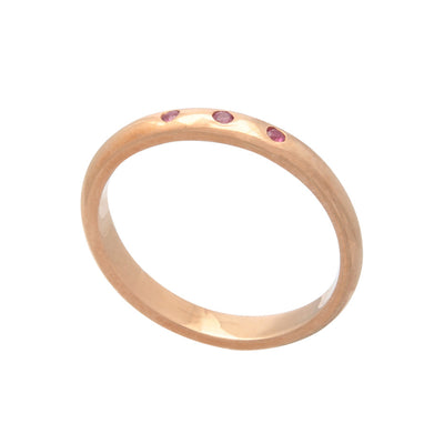 70%  DISCOUNT Exotic 18ct Rose Gold Vermeil Stacking Ring with Gleaming Rubies