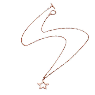 75%  SPRING DISCOUNT   Glittering  Minimalist18ct Rose Gold Vermeil  Silhouette Charm Star Pendant Necklace
